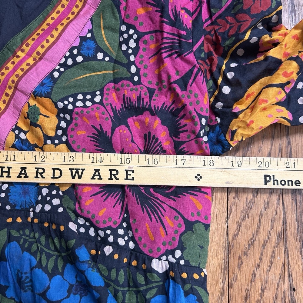 NWT Farm Rio x Anthropologie Midi Dress Womens L Long Sleeve Tropical Floral - Picture 5 of 6